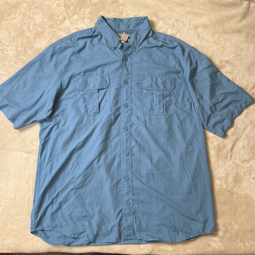 DULUTH Trading Short Sleeve Vented XL Tall Fishing Outdoor Shirt Light Blue‎